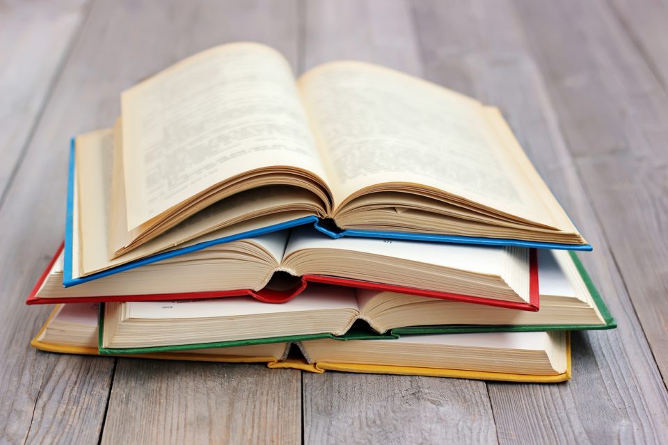 stack of books at The National Book Festival