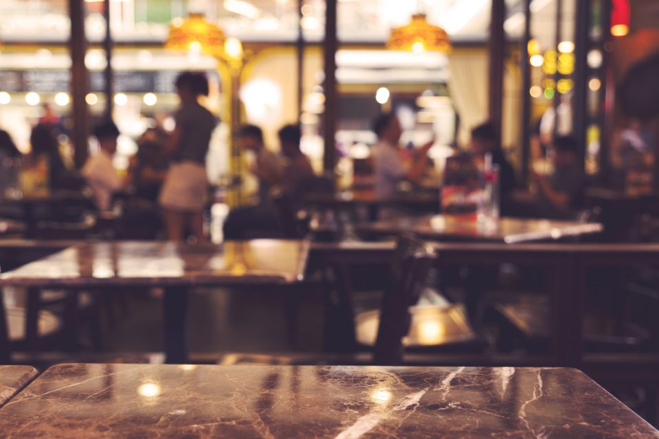 blurred background of restaurant interior