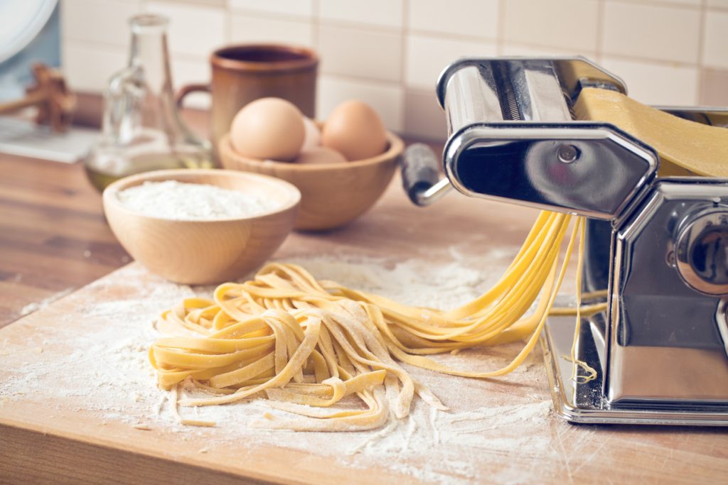 fresh pasta and pasta machine for cooking class