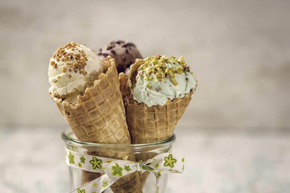 Vanilla, Chocolate and Pistachio Ice Cream